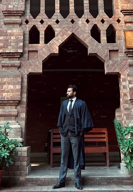 Faraan Ahmad Cheema in advocate&rsquo;s robes at the Lahore High Court